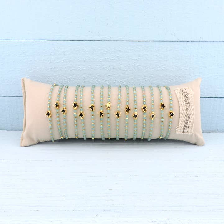 Kristallen Ster Teal Gouden Kussen 15 Armbanden voor wholesale door Lost in Bali