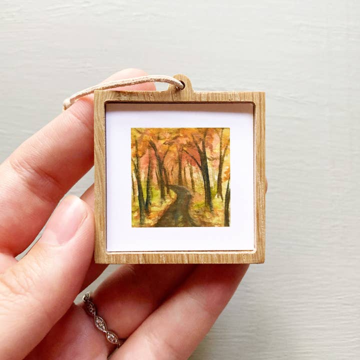 Mick's Art Goods - Wholesale Art Print - Mini 1" Autumn Woods Forest Fall Leaves Watercolor Art Print