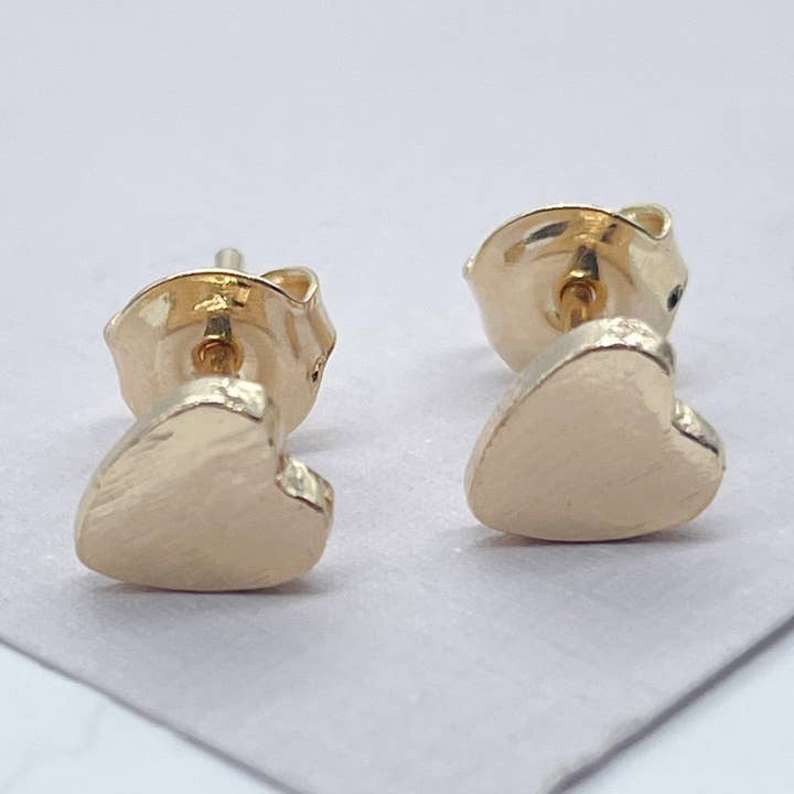 Pendientes de botón de corazón liso de 18k GF para venta al por mayor de Milie