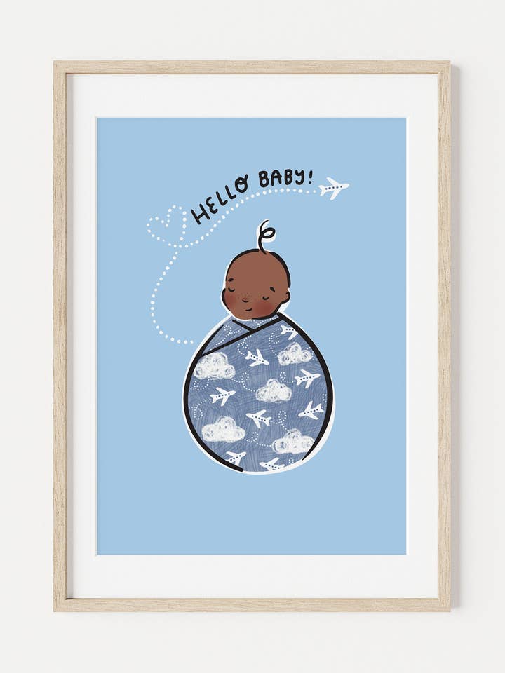 Little Adventurer Baby Wilbur A5 Art Print for wholesale by Looksee Illustration