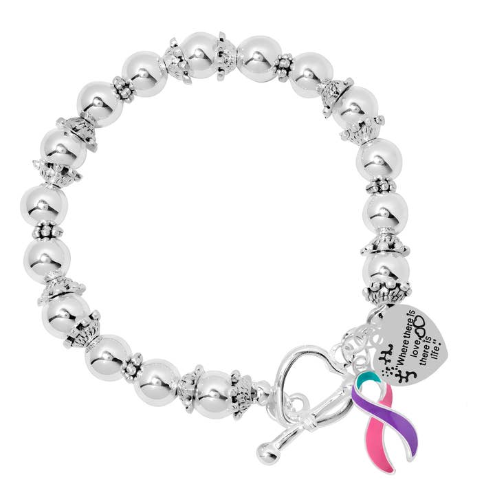 Thyroid Cancer Where There is Love Ribbon Bracelets for wholesale by The Awareness Company
