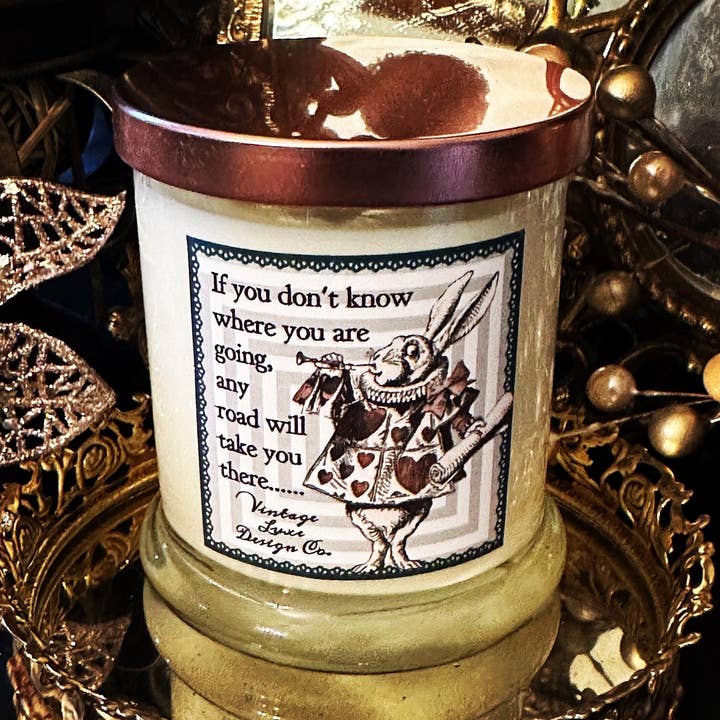 Vintage Luxe Design Co. - Wholesale Jar/Filled Candle - Follow the White Rabbit: Alice Wonderland 10 Oz Soy Candle4