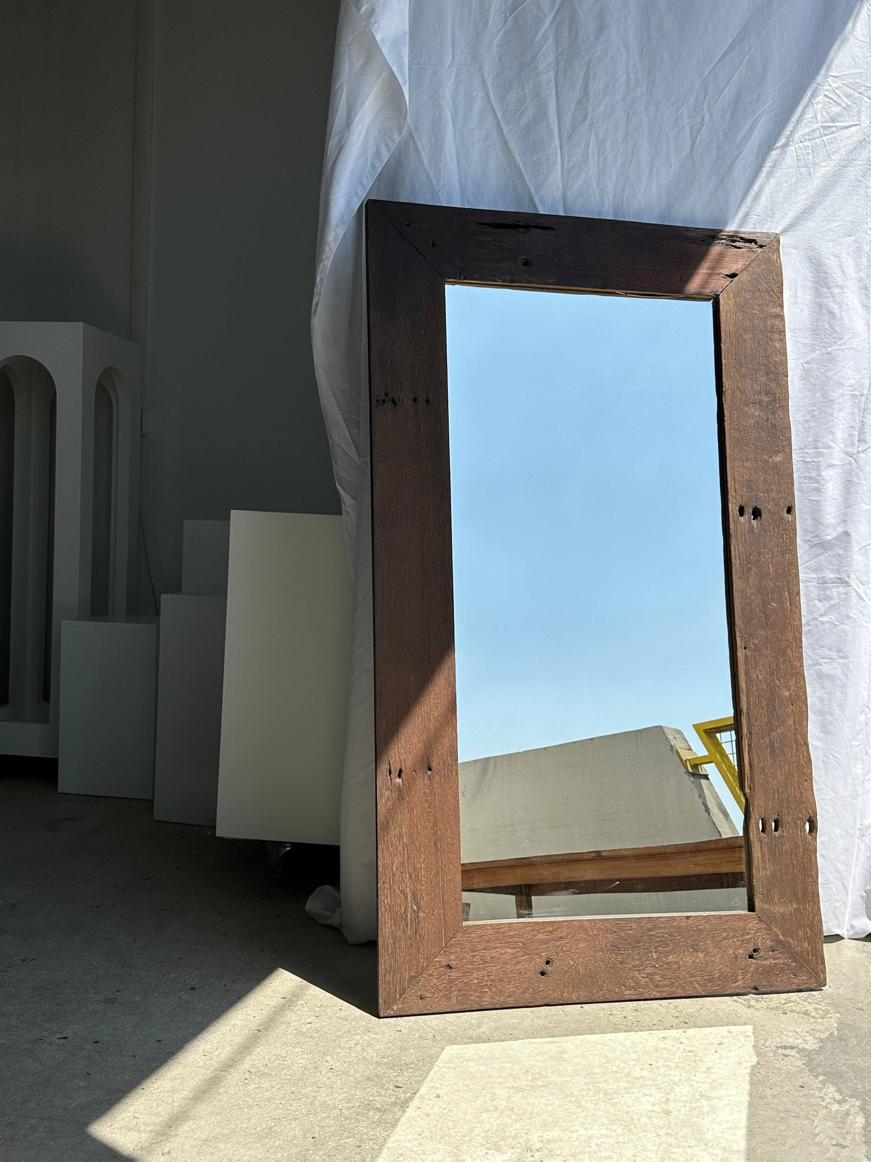 Office Objets - Wholesale Wall Mirror - Mirror with exotic brutalist old iron wood frame H:139cm29