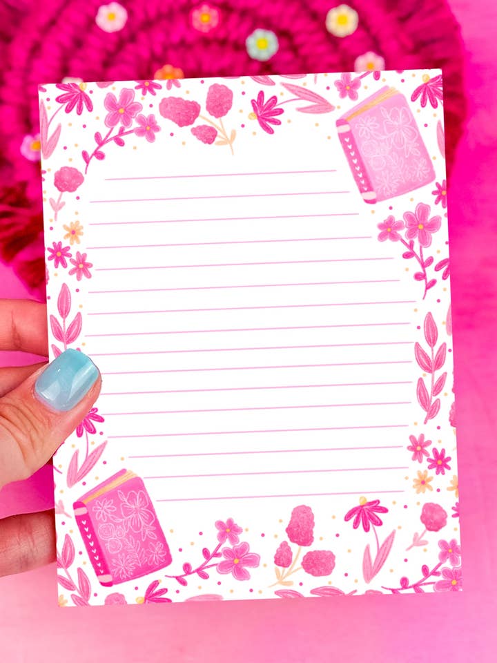 Pink Florals Notepad 4.25" x 5.5" for wholesale by Emily Cromwell Designs