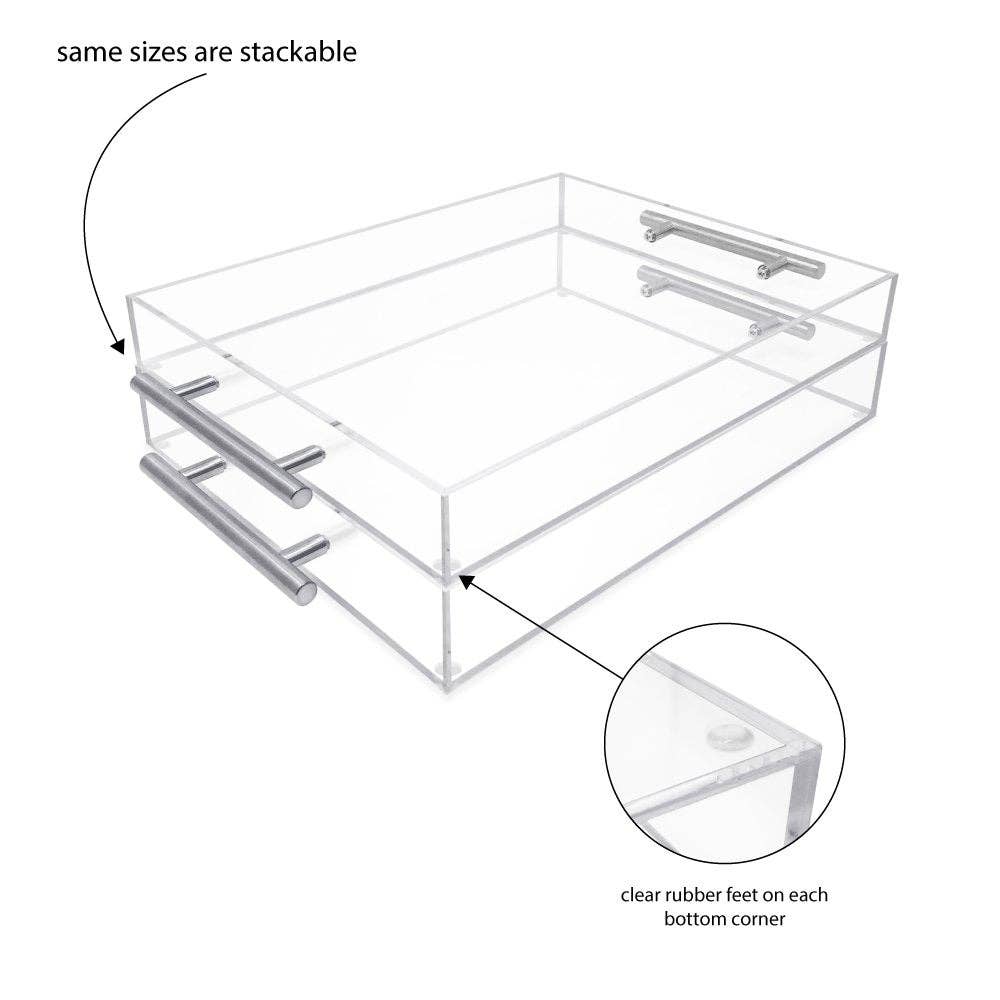 Isaac Jacobs International - Wholesale Serving Tray - Isaac Jacobs Clear Acrylic Serving Tray with Metal Handles30