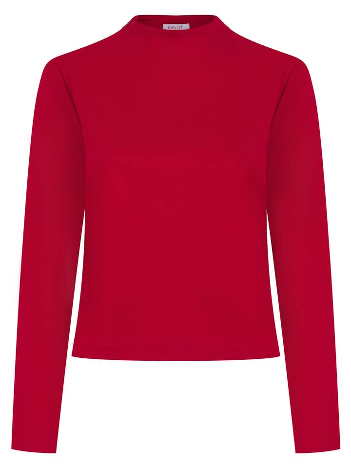 Timeless Red Mock-Neck Top for wholesale by K-win London
