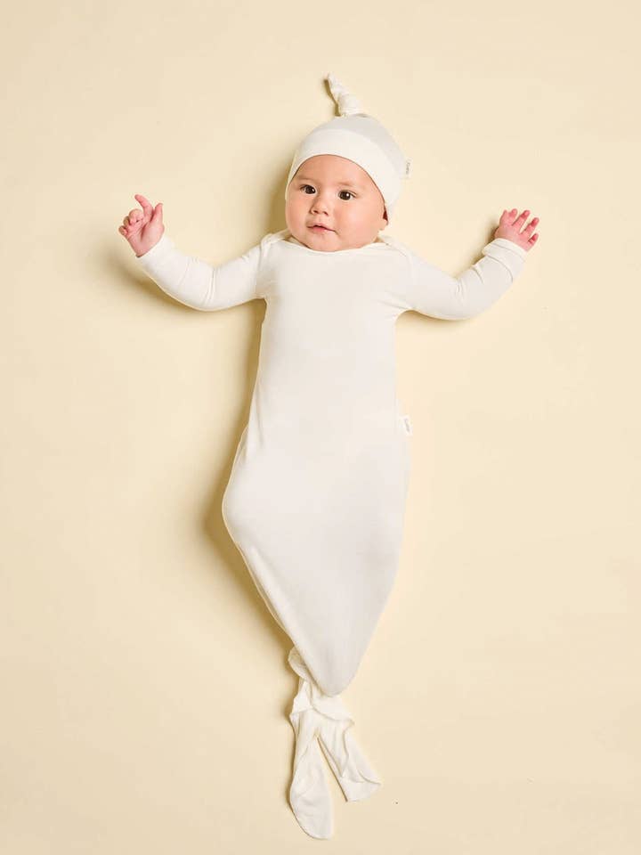 Cushii Softluxe Baby Knotted Gown - Milk for wholesale by Cushii