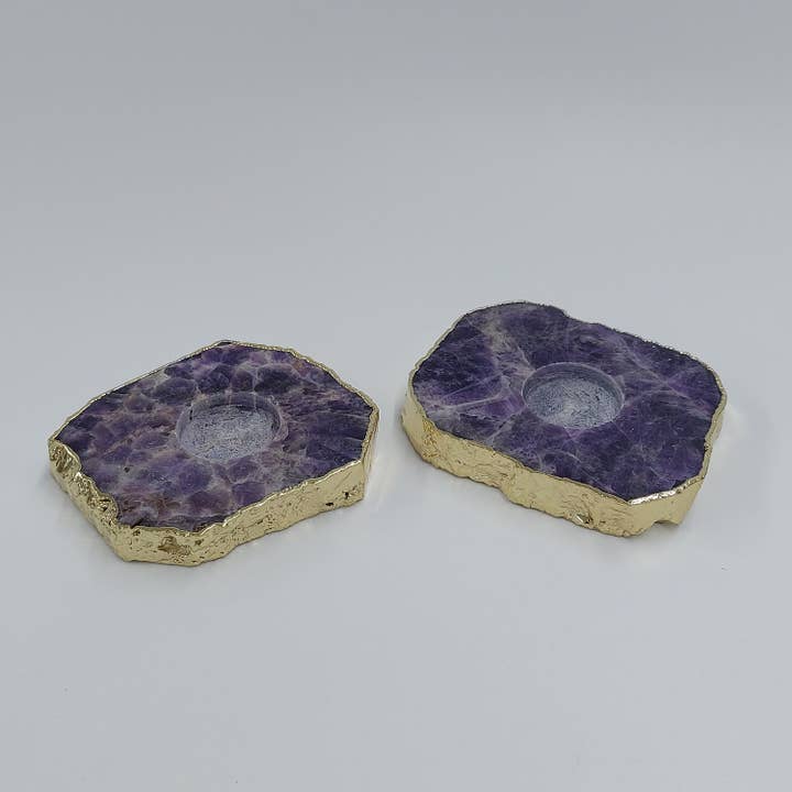 Serein Wellness – Suporte de vela por atacado – Suporte de luz de chá de vela de ametista, pedra de cristal roxo3