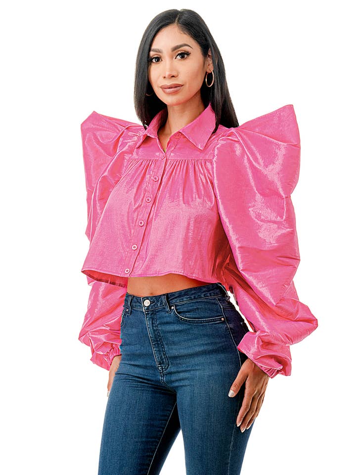 Namatt Design - Wholesale Blouse - Dames - Reguliere Ballon Lange Mouwen Uitlopende Shirts Crop Top12