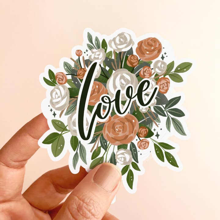Floral Love Matte Vinyl Sticker for wholesale by Occasionalish