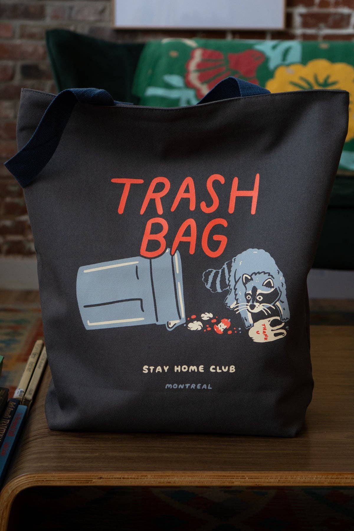 Stay Home Club - Wholesale Tote Bag - Unisex - Trash Bag (Raccoon) Big Zip Tote | Huge Zippered Canvas Tote7