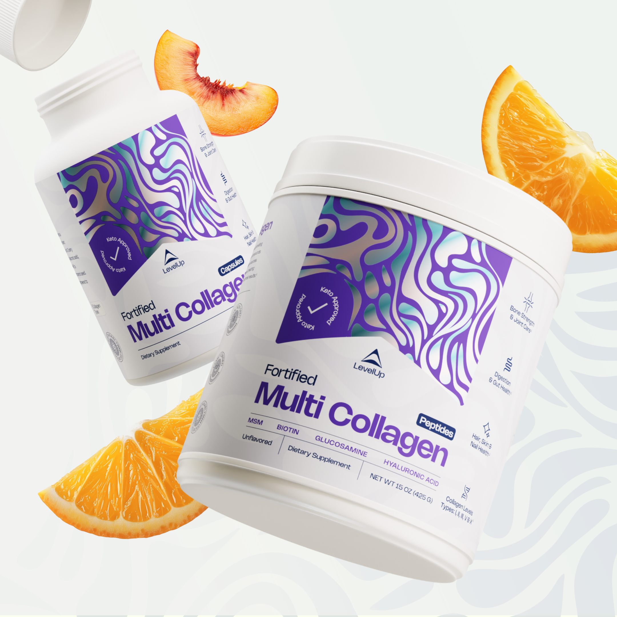 LevelUp - Vente Poudres protéinées/superaliments - Multi-Collagène Fortifié Sans aromatisé - 15 oz5