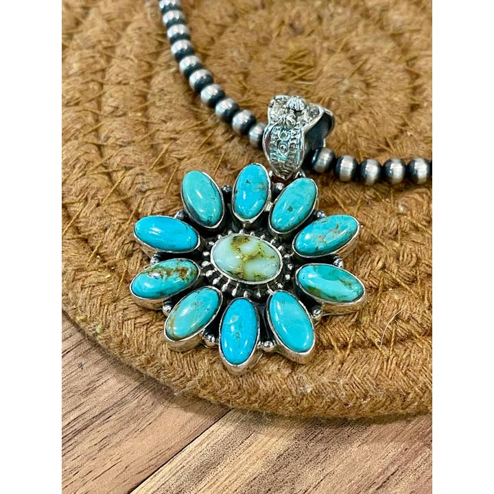 Nizhonitradersllc - Wholesale Individual Charm/Pendant - Handcrafted Sterling Silver, Turquoise & Palomino Cluster Pendant3