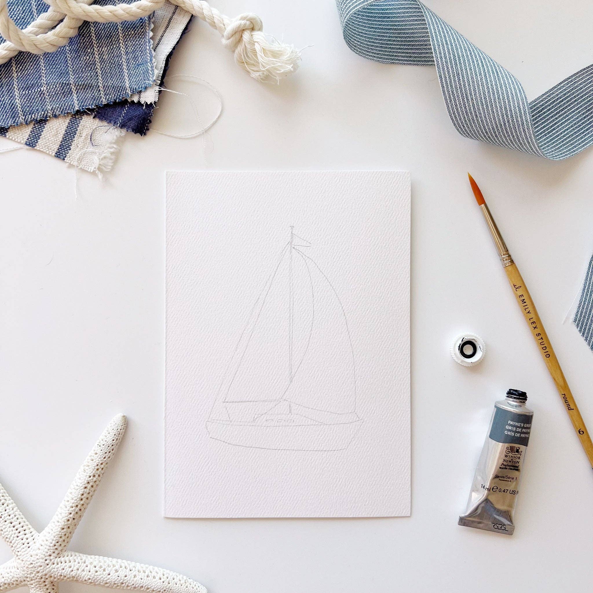 emily lex studio – wholesale Stationery/notecard set – seaside paintable watercolor notecard set6