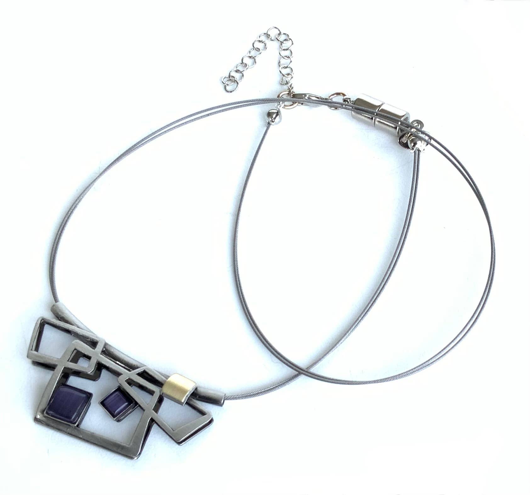 Christophe Poly / Crono Design - Vente Parures de bijoux - ENSEMBLES (GY1) - Collier (G) 17"+2" & Boucles d'oreilles crochet en fil (Y) Ensemble9