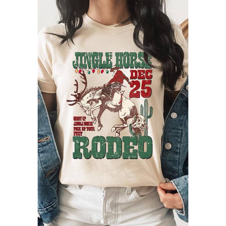 COLORBEAR - Wholesale T-Shirt (Graphic) - Women's - JINGLE HORSE RODEO,CHRISTMAS UNISEX SHORT SLEEVE,GRAPHIC