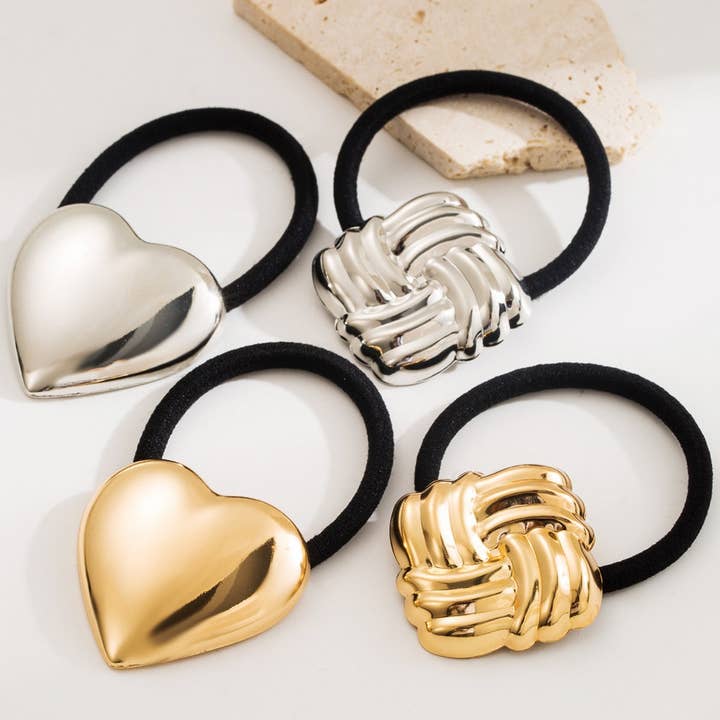 Minimalist Glossy Heart Geometric Hair Tie_CWAHA6207 for wholesale by ACCITY