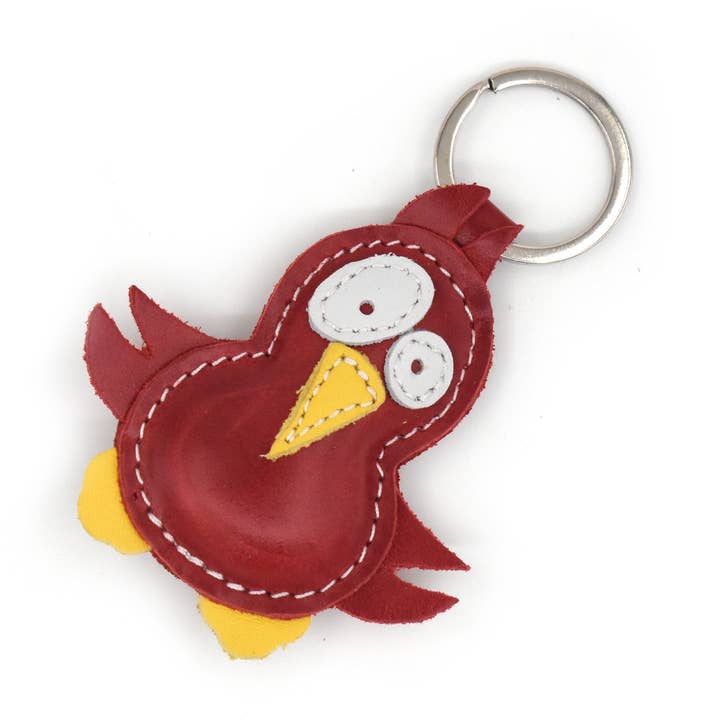 Leather Bag Charm Cute Little Red Bird for wholesale by Triballi Leather Products