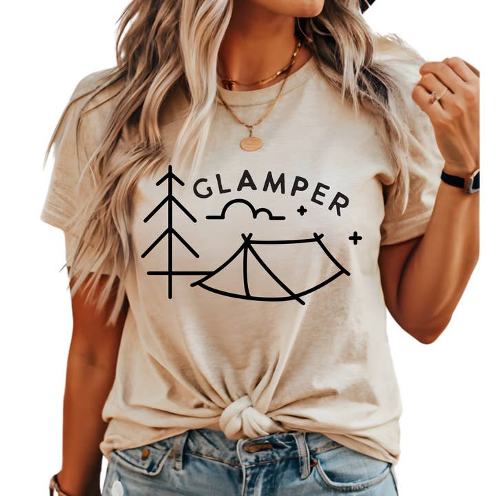 Epic Life - Designed - Wholesale Screen Printed T-Shirt - Women's - Funny Glamping Shirt - Glamper Life Tee for Women - Perfect Camping Gift - Cute Outdoor Quote Shirt for Camper Lovers - RV Owner Gift