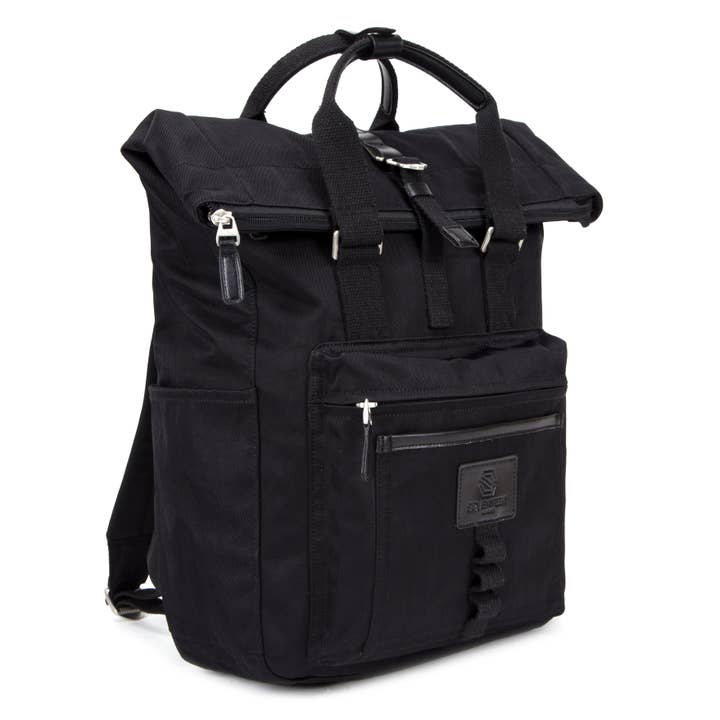 Canary Wharf Backpack - Black with Black for wholesale by SEVENTEEN LONDON