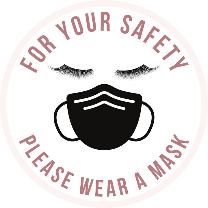 For Your Safety Lash and Mask Display Sticker for wholesale by GladGirl