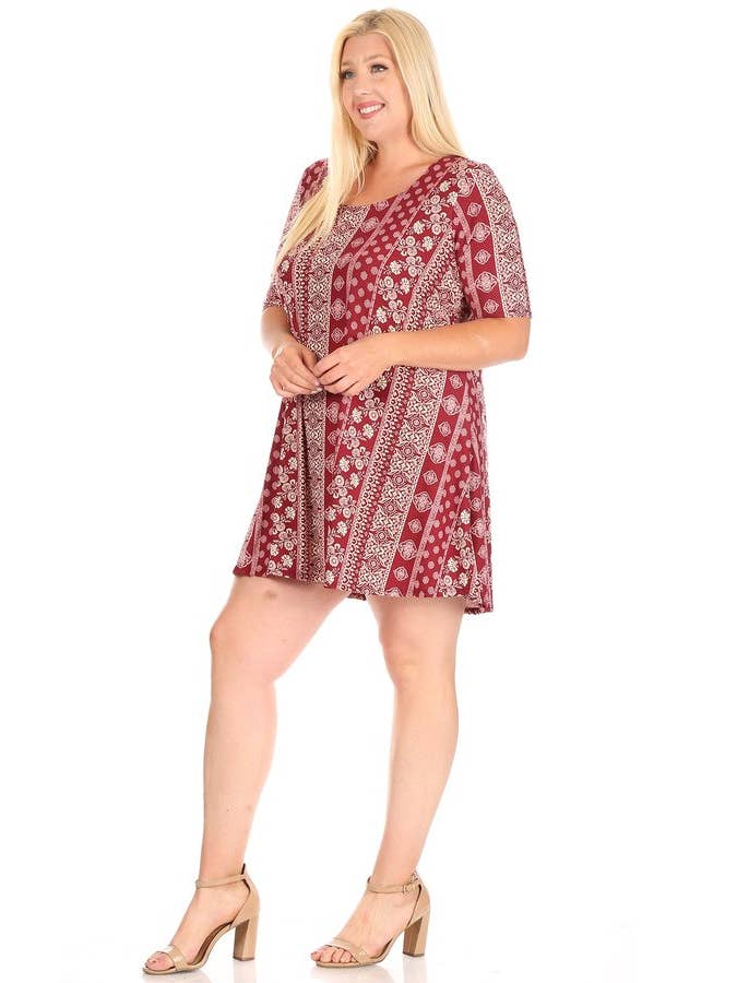 VIBE Apparel Co – wholesale Klänning - Dam – Plus Aztec Borstad Swing Klänning4