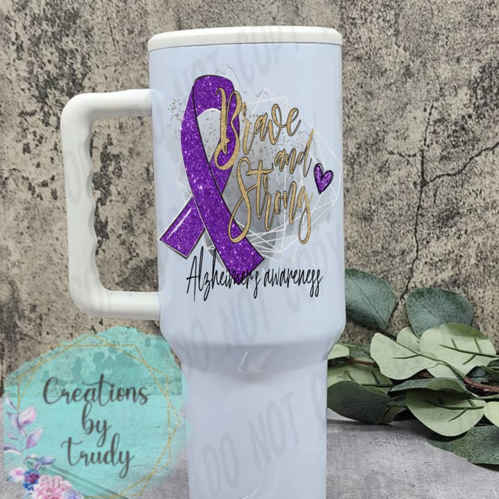 Alzheimer’s awareness- 40oz stainless steel tumbler for wholesale by Creations by Trudy