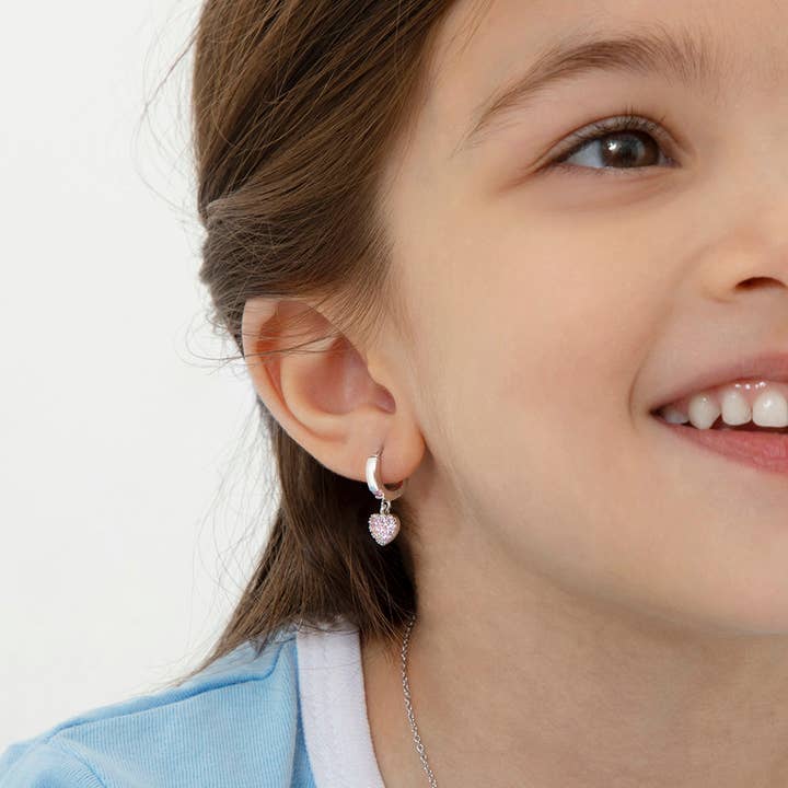 In Season Jewelry – Großhandel Ohrringe – Kinder – Puffed Heart Kinder/Mädchen Ohrringe Creolen — Sterlingsilber4