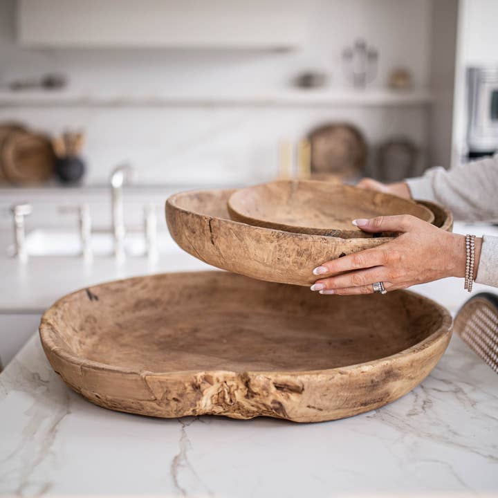 Luxe B Co - Wholesale Decorative Plate/Dish/Bowl - Reclaimed Round Elm Wood Basins