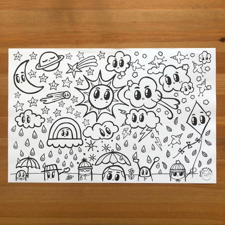 That's Good Paper - Wholesale Coloring & Activity Book - Kids & Baby - Weather Coloring Sheet + Stickers