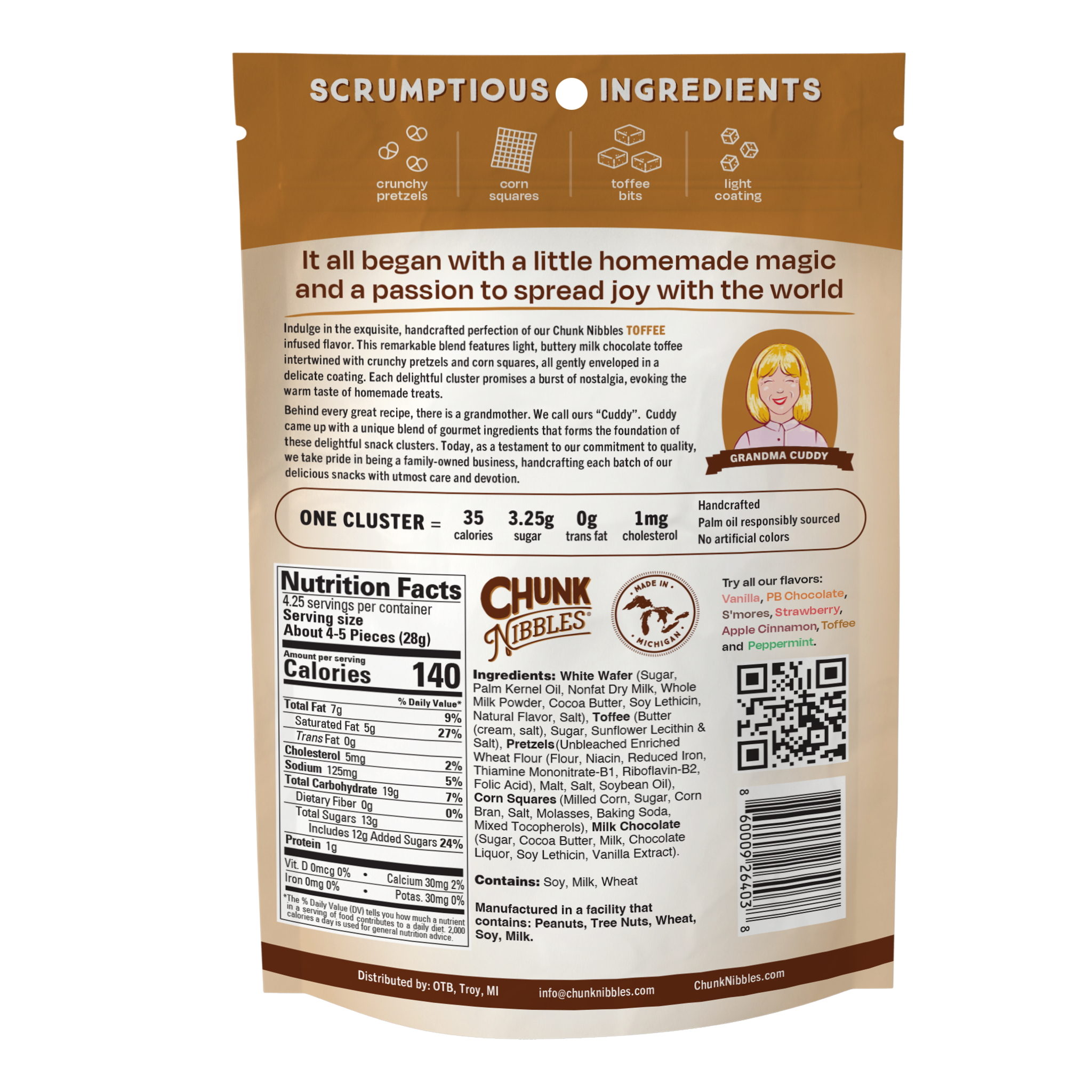 Chunk Nibbles - Vendita all'ingrosso Pretzel - Bocconcini di Toffee 120 g Confezione6