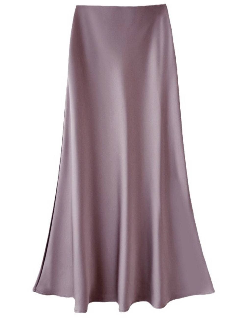 Sweetkama - Wholesale Skirt - Women's - Ladies Satin Elastic Wait Pearlescent Midi Skirt SKS504539