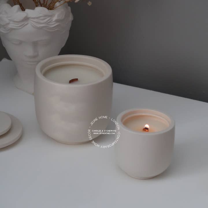 Jeune Home – wholesale Jar/filled candle – Large custom scented coconut wax candle with wooden wick5