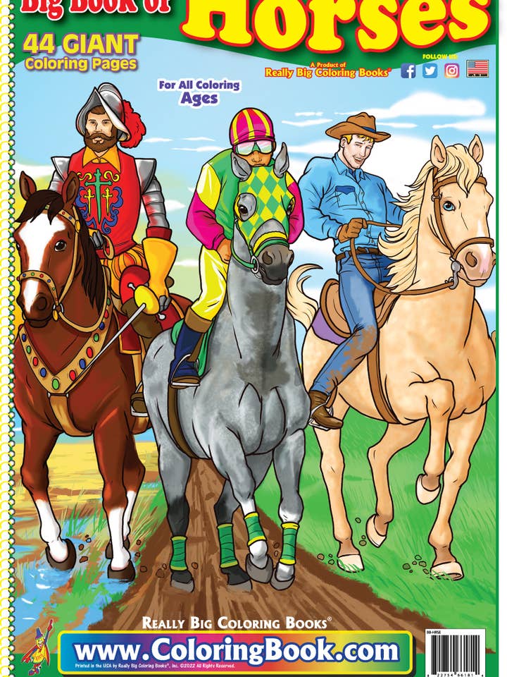 Libro da colorare Big Book of Horses, 30,5 x 45,7 cm per la vendita all'ingrosso da parte di Really Big Coloring Books | ColoringBook.com