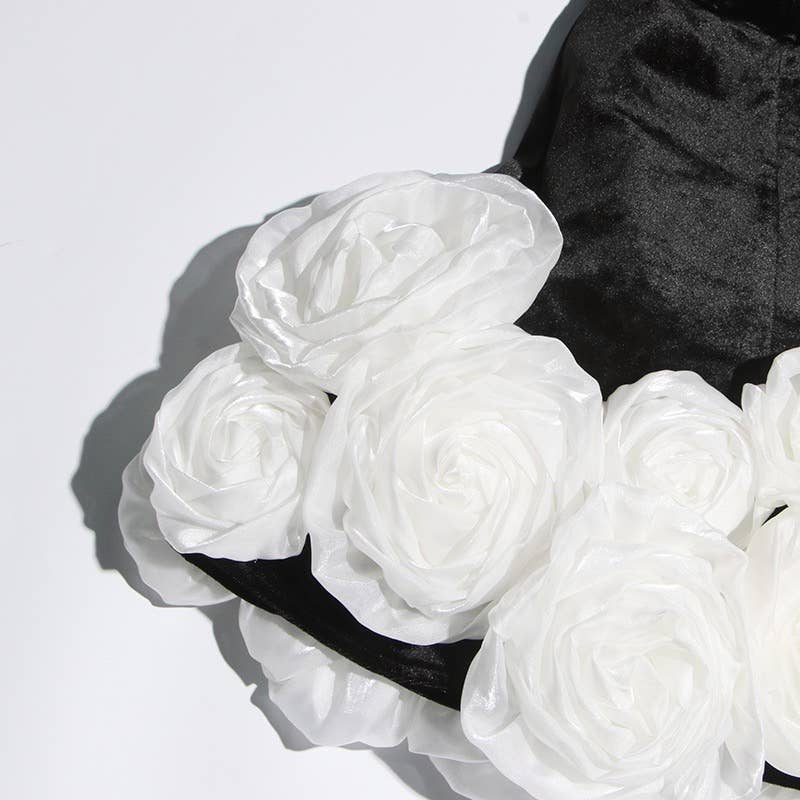 Black DR439 Style Tube Top Dress with 3D Floral Hemline for Women for wholesale on Faire8