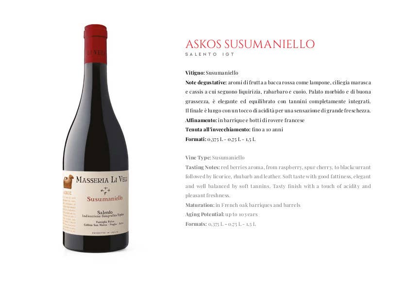 Metina SAS - Wholesale Wine Gift Bag - Askos Susumaniello Masseria Li Veli Magnum 1.5 liters Gift 1