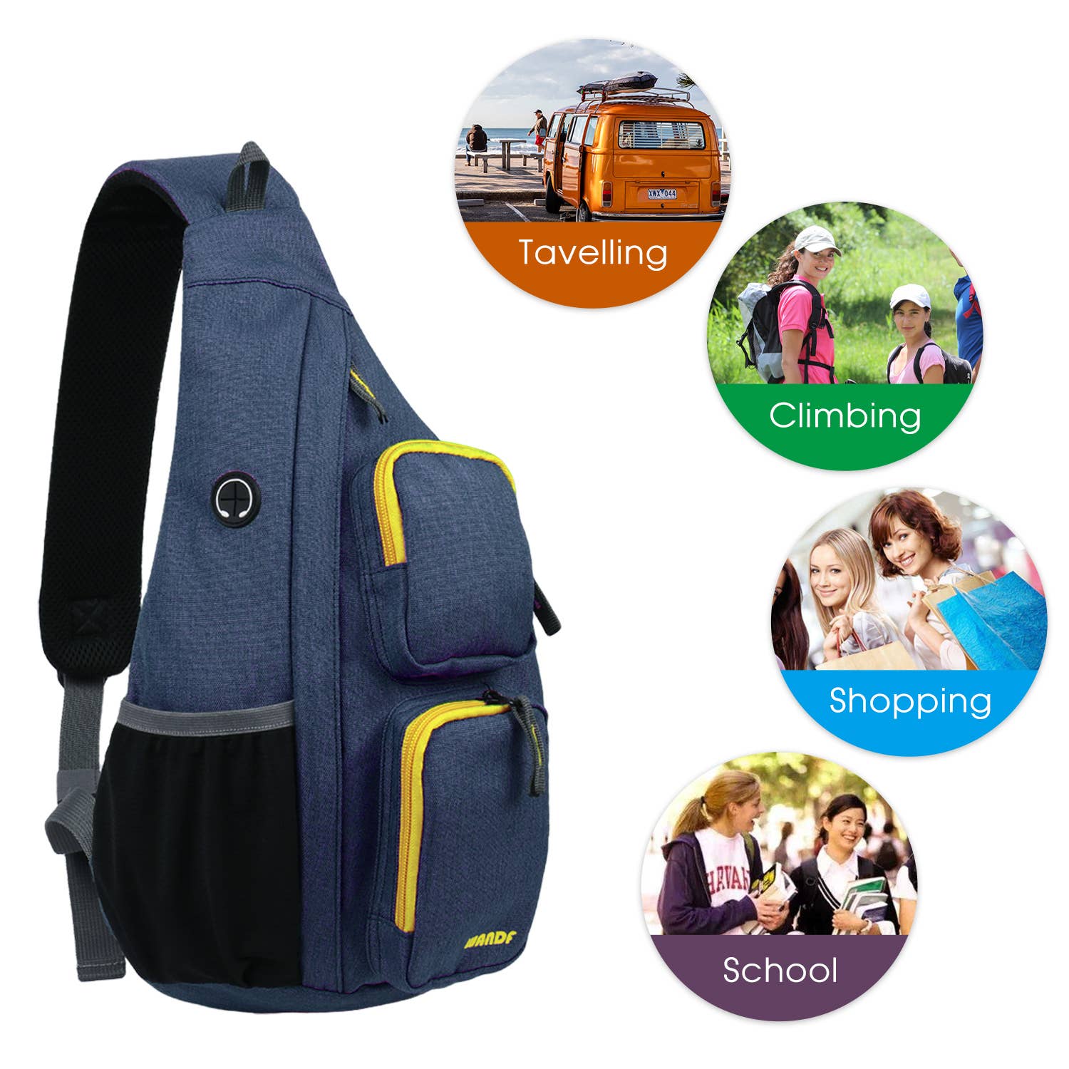 wandf - Wholesale Backpack - Unisex - WANDF Crossbody Sling Chest Bag Mens Travel Backpack18