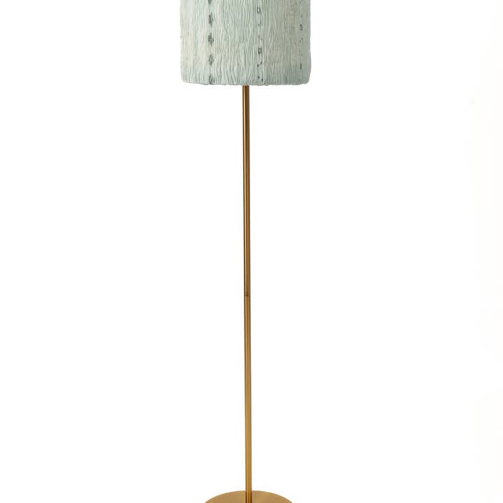 Sage Saree Pleated Blue - Floor Lampshade for wholesale by Maison Mieko