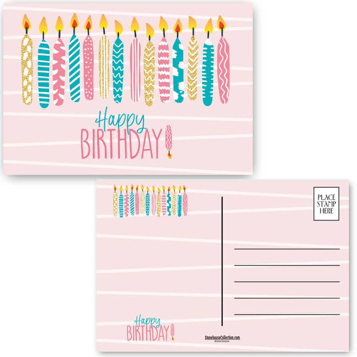 Birthday Postcards with Decorative Candles - 40 Pack for wholesale by Stonehouse Collection