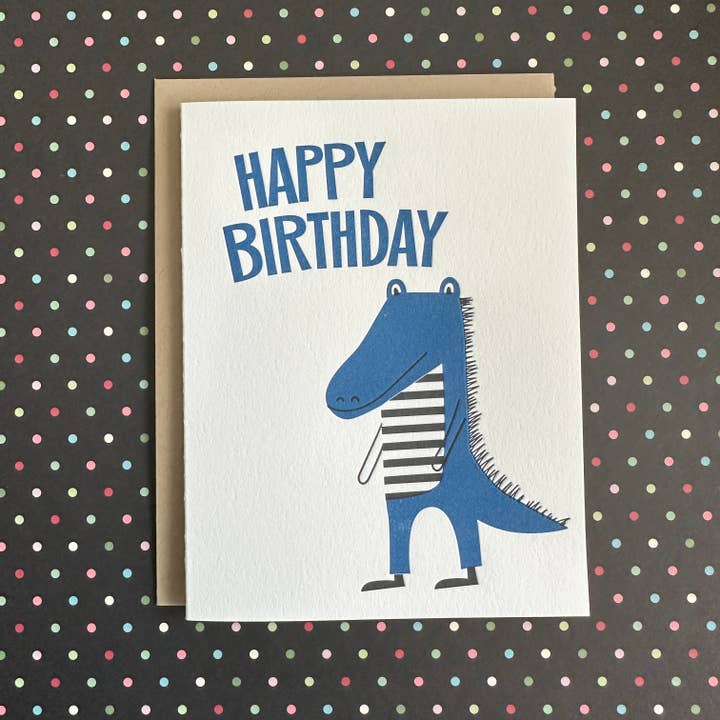 Lucky Bee Press - Wholesale Birthday Card - Happy Birthday Alligator - letterpress card2