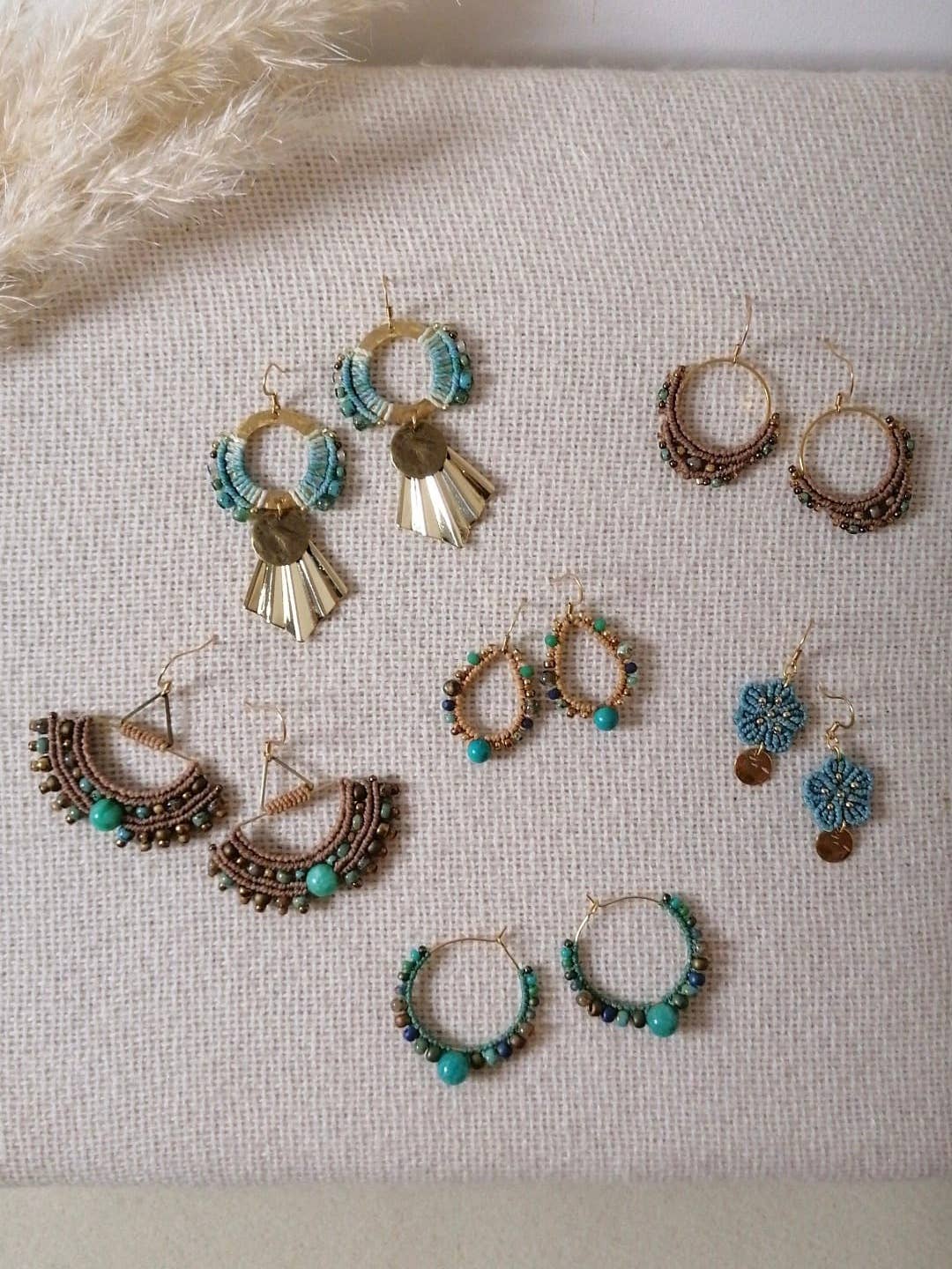 Wawilak - Vente Boucles d'oreilles pendantes - Lot BO-2 Boucles d'Oreilles Doré & Bleu1