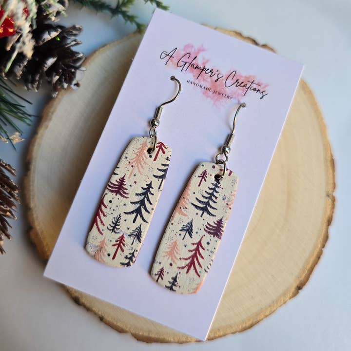 A Glamper's Creations LLC - Wholesale Dangle Earrings - Christmas Trees Mini Bar Leather Earrings1