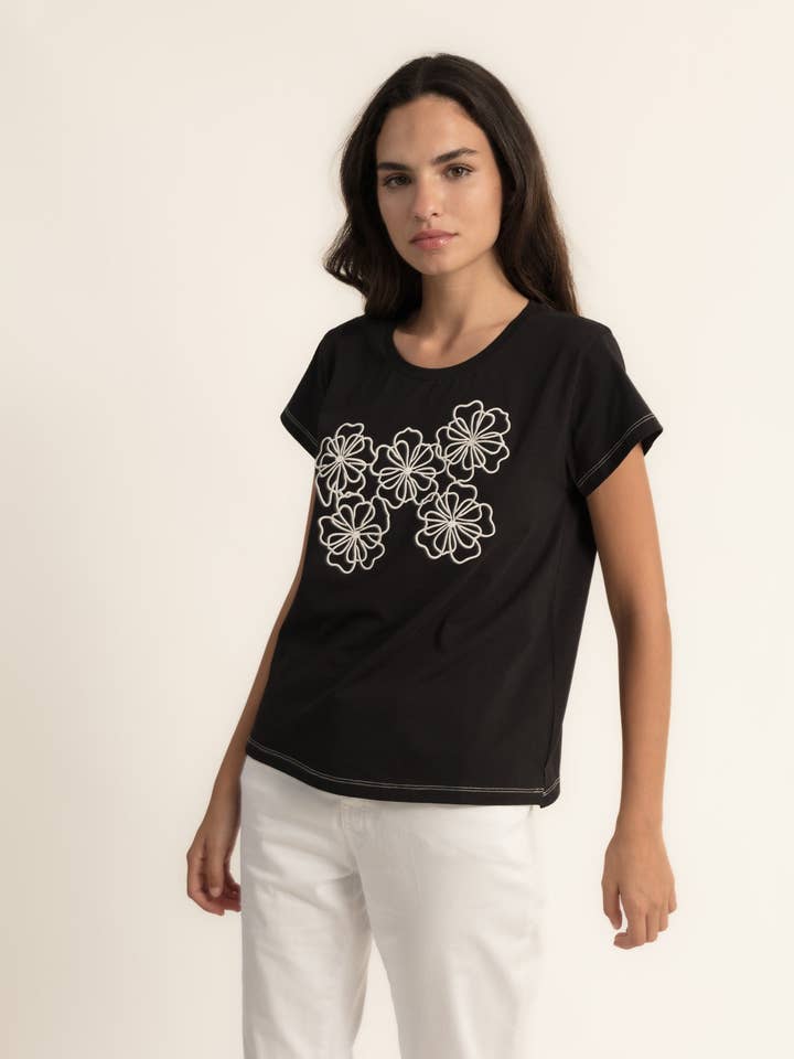 Embroidered Flowers T-shirt B2B for wholesale by CMS Love