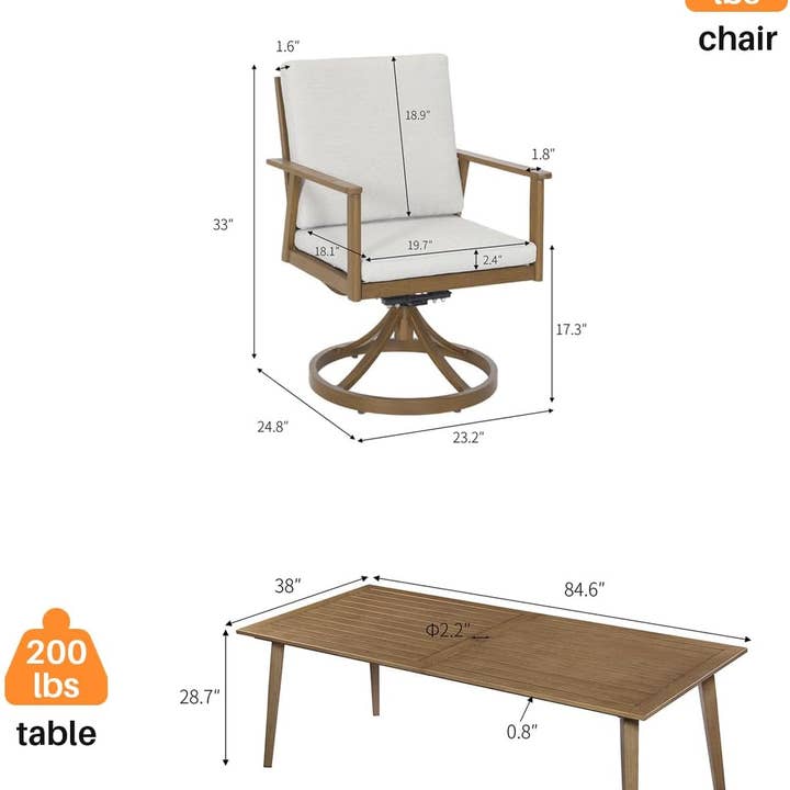 Teak Nine Piece Outdoor Patio Dining Set with Swivel Chairs for wholesale on Faire3