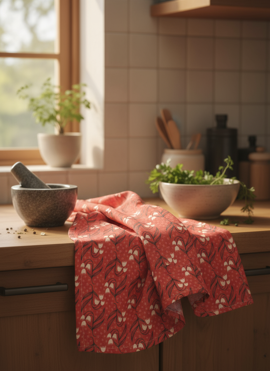 Rebecca Jane Woolbright - Wholesale Tea Towel - Flower Bell Tea Towel - Holiday Kitchen Linen & Decor1