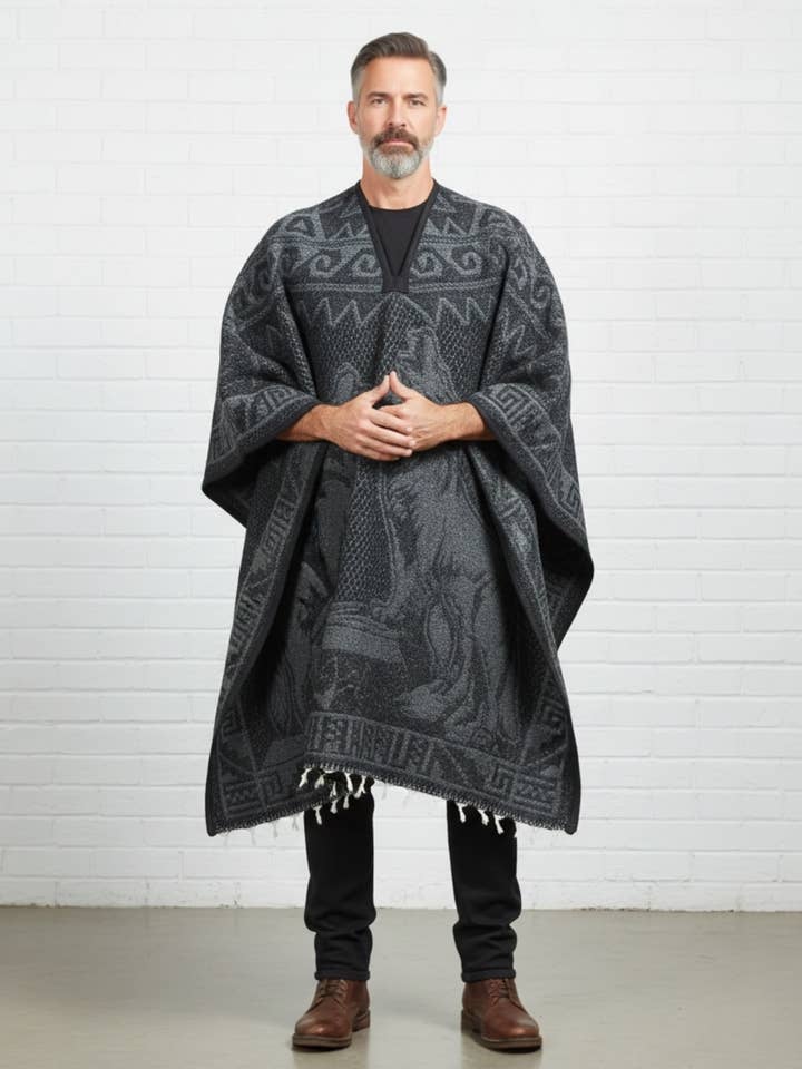 Poncho Mexicano Unisex Lobos para venta al por mayor de Cielito Lindo