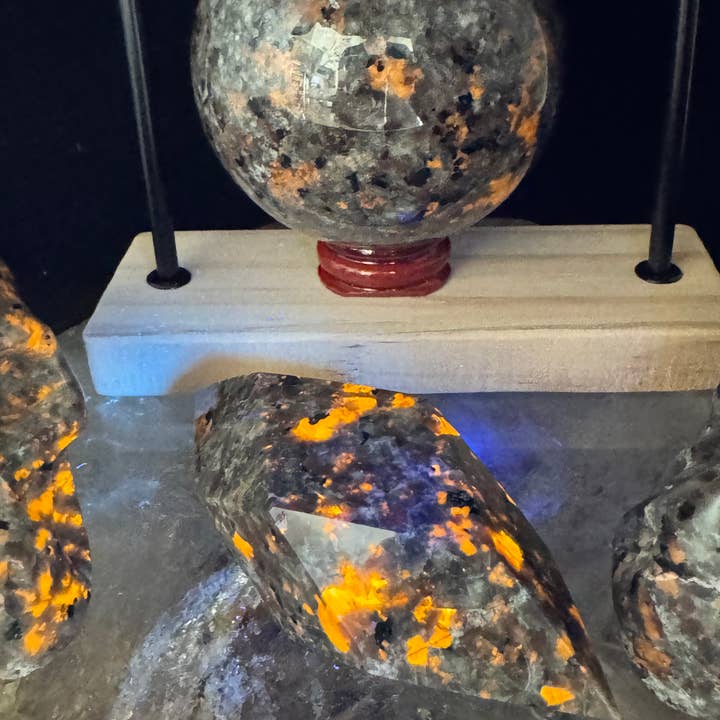 The 7 Directions - Wholesale Spiritual Stone/Crystal - 5 pc UV reactive Yooperlite set w/ crystal info card FC617