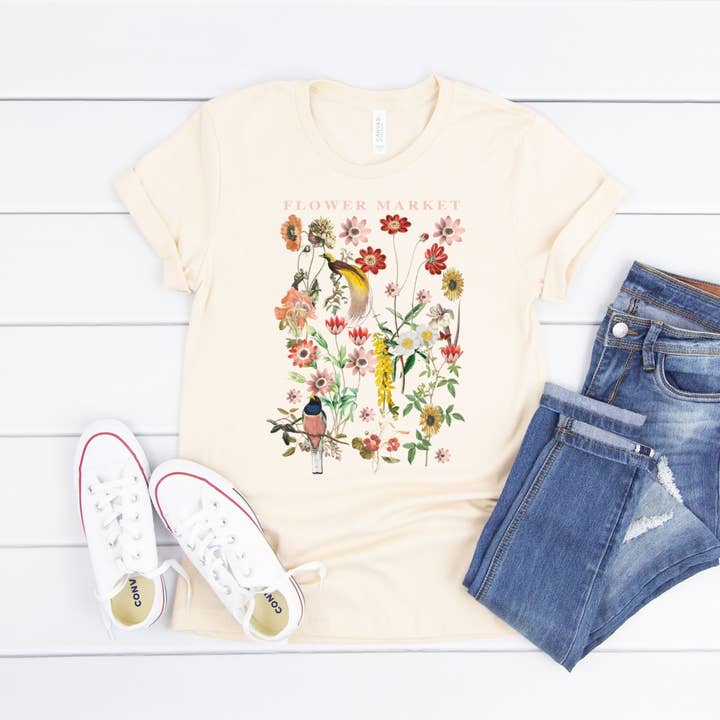 Simply Tees - Wholesale Screen Printed T-Shirt - Women's - Flower Market Natural Tee