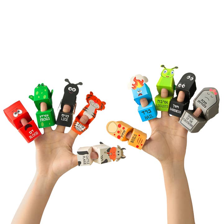 PASSOVER TEN PLAGUES 3D FINGER PUPPET KIT, PAPER,8 for wholesale by Rite lite
