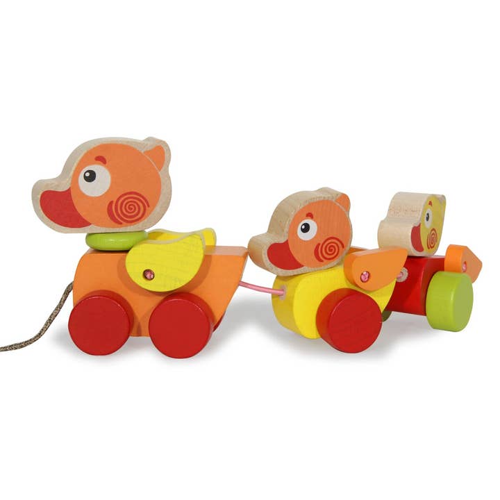 mhw24 - Venta al por mayor Juguete de madera - Niños - Juego de 3 juguetes de madera Kidiwood Pulling Duck Family